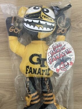 NEW Georgia Tech Buzz Face Paintin' Fanatic Plush Suction Cup Window Doll 11"